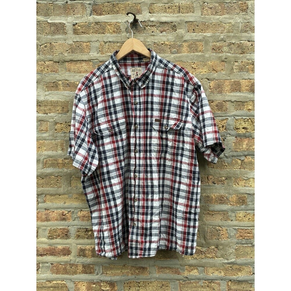 RedHead Workhorse Men's 3XL Red/White/Black Plaid Short Sleeve Button-Up Shirt